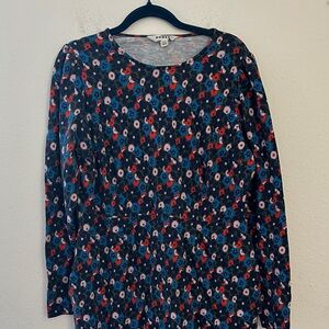 Boden Floral Long Sleeve Dress - green , Red, Blue